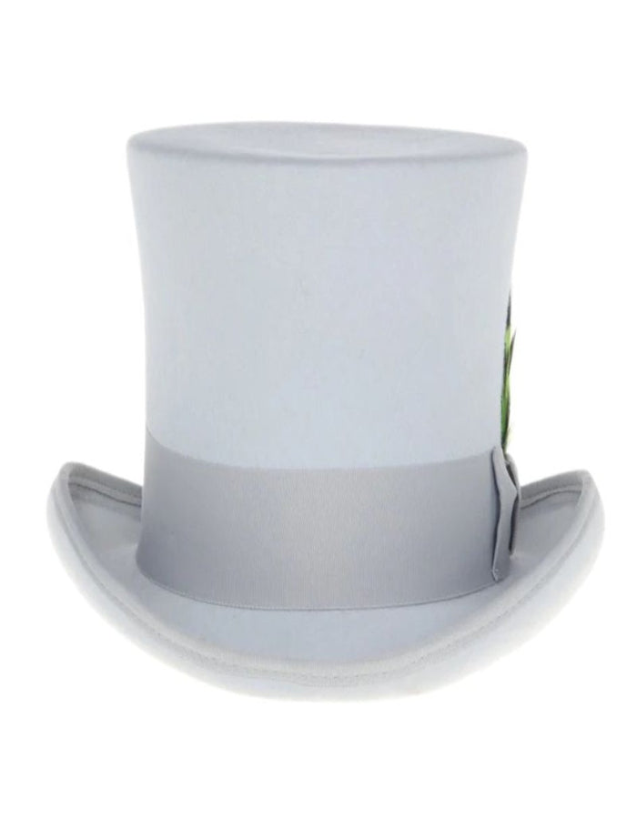 Victorian Steampunk Top Hat - 1800 19th Century - Dressy Loden Felt Top White Hat
