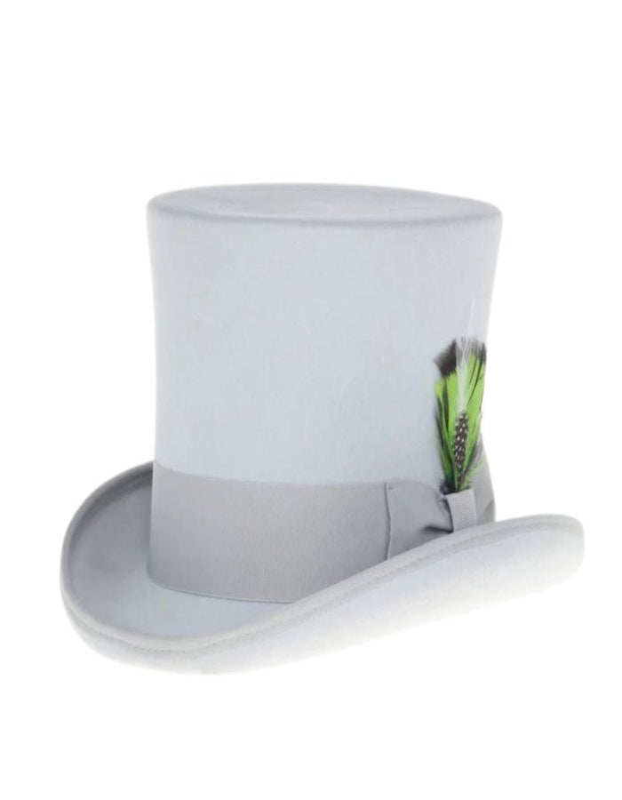 Victorian Steampunk Top Hat - 1800 19th Century - Dressy Loden Felt Top White Hat