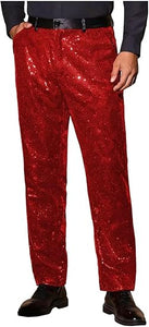 Mens Sequin Dress Pants Straight Leg Glitter Trousers for Stage Performance Circus Night Club Party