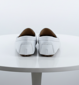 Men’s Mundo White Leather Loafers – Classic Slip-On Dress Shoes for Casual and Formal Wear