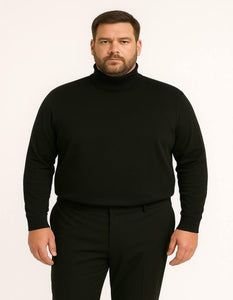 Men's Black Turtleneck Sweater – Classic Slim Fit Knit Pullover for Winter Layering