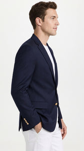 Men’s Navy Blue Club Blazer with Gold Buttons – Ted Lasso Inspired Classic Sport Coat