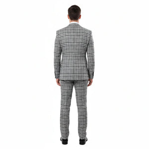 Suits With Baggy Pleated Pants - Wide Leg Pants 100% Wool - Classic Fit in One Button 3 Piece Suit by Rossiman