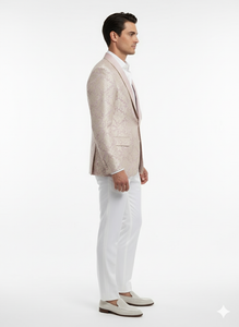 Men’s Lavender and Gold Tuxedo Embroidered Lilac Mauve Blazer – Designer Floral Pattern Wedding & Party Jacket