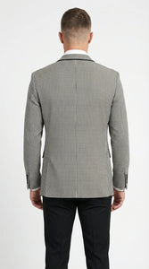 Men’s Black and White Houndstooth Gatsby Inspired Suit – Vintage Style Formal Suit for Wedding, Prom and Classic Events Blazer + Black vest + Black Pants