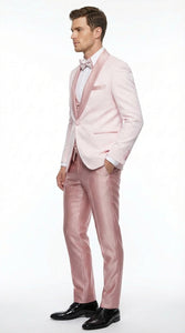 Men's Light Pink 3 Piece Tuxedo Suit Set | Shawl Lapel Formal Wedding Prom Dinner Suit in Rose Gold Color