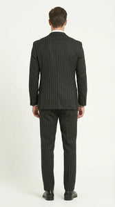 Men’s Black Pinstripe 3 Piece Suit – Vested Formal Business Suit for Wedding, Office, Prom and Party Wear