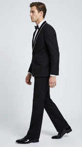 Men’s 1970s Style Black Boot Cut Tuxedo Suit – Shawl Lapel Wedding, Prom and Formal 2-Piece Suit