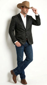 Men’s Black Paisley Western Cowboy Blazer – Classic Western Style Formal Jacket, Elegant Country Blazer Coat - saco para vaquero