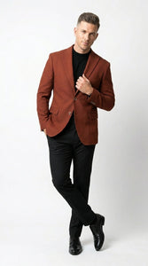 Men’s Rustic Brown Textured Blazer with Notched Lapel, Formal Dress Jacket for Weddings, Parties, Business Look