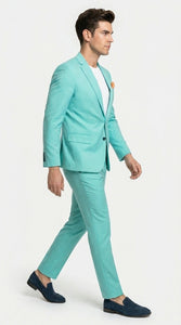 Men’s Turquoise 2 Piece Suit with Jacket and Pants, Formal Wedding Suit for Prom, Parties, Summer Events, and Special Occasions
