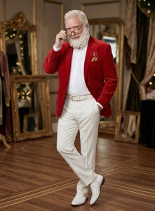 Men’s Red Velvet Blazer Santa Clauses Tim Allen Inspired Jacket – Festive Christmas Party Blazer, Holiday Costume Jacket Christmas New Year