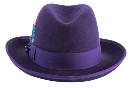 Purple 100 % Wool Australian Fur Felt Godfather Hat