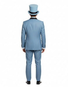 Dumb and Dumber Light Blue Tuxedo Costume for Men with Matching Top Hat – Classic 90s Party and Halloween Suit