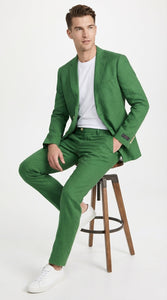Men’s Emerald Green Linen Suit Set – Lightweight Summer Blazer and Pants, Casual Formal Summer Suit, Breathable Wedding Party Outfit