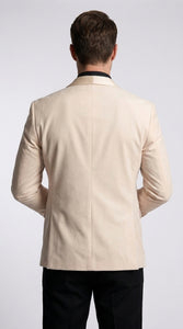 Men’s Champagne Tuxedo Dinner Jacket with Black Pants – Shawl Lapel Wedding, Prom and Formal Blazer