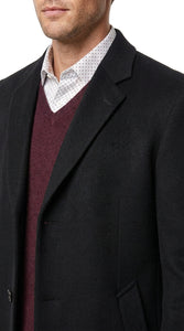 Men’s Big and Tall Black Cashmere Overcoat – Full-Length Winter Dress Coat for Business and Formal Wear