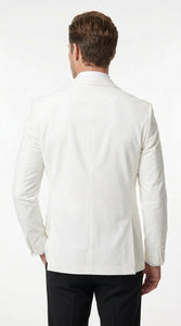 Men’s White Tuxedo Jacket – Two-Button Formal Dinner Blazer for Weddings, Prom and Events