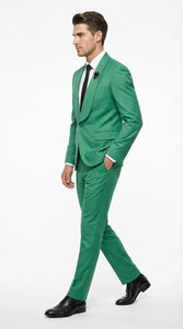Men’s Emerald Green Tuxedo Suit – Emerald Green Formal Tuxedo with Shawl Lapel Jacket Trousers for Prom, Wedding in Augusta Green