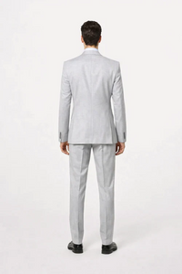 Suits With Baggy Pleated Pants - Wide Leg Pants 100% Wool - Classic Fit in Grey One Button 3 Piece Suit by Rossiman