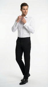 Mens White Herringbone Shadow and Tone on Tone Dress Shirt – Classic Formal Wedding