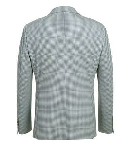 Half Canvas Slim Fit Blazer in Sage Blue Check
