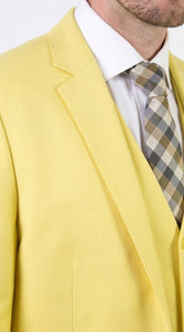 Men’s Neon Yellow Wool Suit – Bright Yellow 3-Piece Wedding, Prom & Formal Suit with Vest By Statement