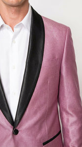 Men’s Shiny Pink Tuxedo Dinner Jacket with Black Pants – Shawl Lapel Formal Tuxedo