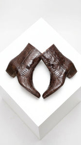 Men’s Brown Cuban Heel Boots – Exotic Ostrich Leg & Ostrich Quill Pointed Toe Dress Boots By Los Altos