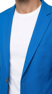 Men’s Bright Blue Club Blazer – Ted Lasso Inspired Classic Two-Button Sport Coat