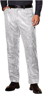 Mens Sequin Dress Pants Straight Leg Glitter Trousers for Stage Performance Circus Night Club Party