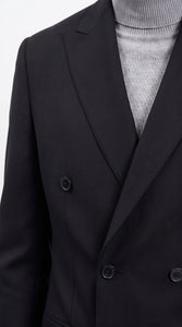 Men's Designer Stacy Adams Classic Double Breasted Suit in Black  Peak Lapel Slim fit