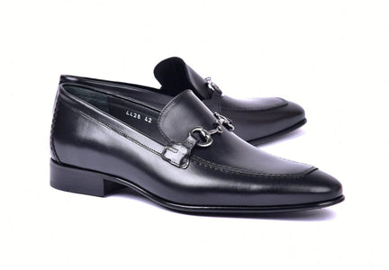 Corrente 4428 Leather Slip-On Loafer Shoes - Black - Black - Size 13