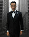 Mens 1 Button Peak Lapel Vested Wool Tuxedo in Black - Men's Tuxedo USA