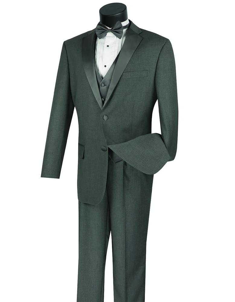 Designer Gray Prom Tuxedo - Grey Wedding  3pc  Suit