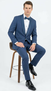 Men’s Indigo Sapphire Royal Blue Tuxedo Suit Set, Classic Formal Wedding Prom Dinner Jacket Tux Light Blue Cobalt Color