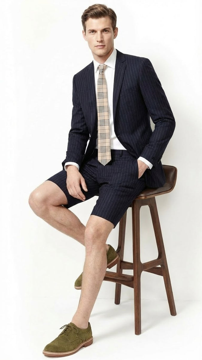 Men's summer business suits with shorts pants set (sport coat Looking) Light Grey