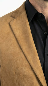 Men’s Camel Suede Cowboy Blazer with Elbow Patch – Camel Western Style Suede Sport Coat for Casual