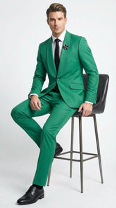 Men’s Augusta Green Emerald Light Green Suit – Slim Fit 2 Piece Formal Suit for Wedding, Prom and Evening Events