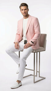 Mens Peach Pink Blazer Jacket – Modern Formal Sport Coat for Wedding, Party and Business Wear - Summer Jacket