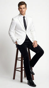 Men’s White Disco Blazer 1980s Sequin Style Jacket – Lapel Collar Party Blazer, Formal Evening Wear, Halloween Masquerade Club Outfit