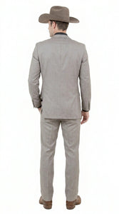 Men’s Light Taupe Western Tuxedo Suit – Cowboy Style Formal Blazer and Pants Outfit in Khaki Tan Light Brown Color