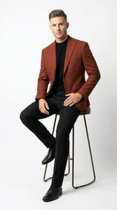Men’s Rustic Brown Textured Blazer with Notched Lapel, Formal Dress Jacket for Weddings, Parties, Business Look