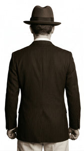 Men’s Black Pinstripe Blazer with White Pants 1920s Gangster Mob Boss Style Suit – Double Breasted Vintage Formal Jacket, Classic Party Costume Wear