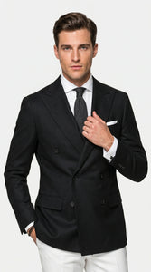 Men’s Black Double Breasted Blazer, Formal Wedding Business Casual Sport Coat Jacket