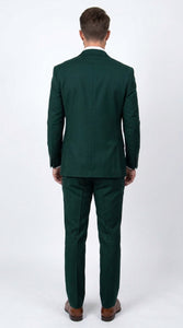 Men’s Stacey Adams Designer Hunter Green 3 Piece Suit – Two Button Vested Classic Wedding, Prom & Formal Suit