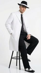 Men’s White Zoot Suit Gangster Style Outfit –  White Jacket + Vest + Pants + Shirt & Tie  Combo Package