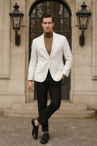 Men’s White Linen Blazer – Classic Two-Button Lightweight Sport Coat