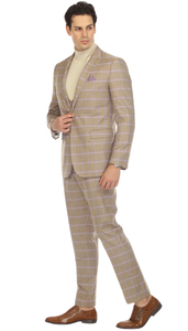 Modern Slim Fit Mens Suit – 2 Button Notch Lapel with U-Shaped Double Breasted Vest