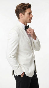Men’s White Tuxedo Jacket – Two-Button Formal Dinner Blazer for Weddings, Prom and Events